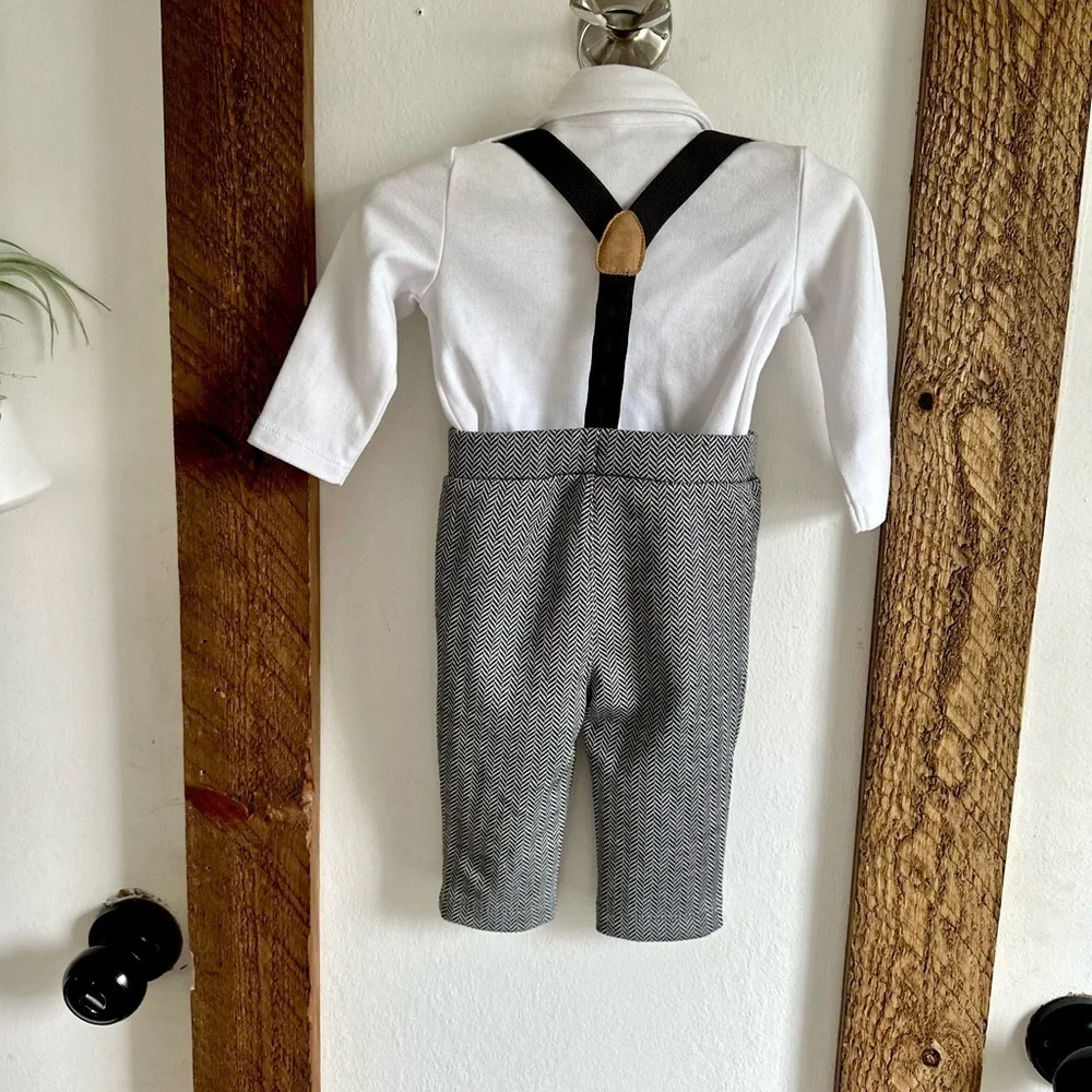New Koala Baby Boutique Baby Boy Formal Gentlemen’s Suspender Outfit 0-3 Months